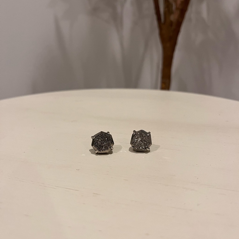 Kendra Scott Gunmetal Black Drusy Earrings